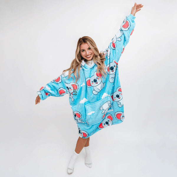 Tecknad Avokado Hooded Fleece Termiska Kläder Utomhuströja Flanell Hem Pyjamas