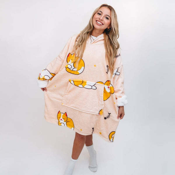 Cartoon Avocado Hooded Fleece Thermal Clothes Outdoor Sweater Flannel Home Pajamas