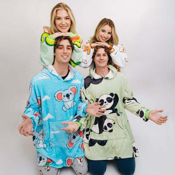 Tecknad Avokado Hooded Fleece Termiska Kläder Utomhuströja Flanell Hem Pyjamas