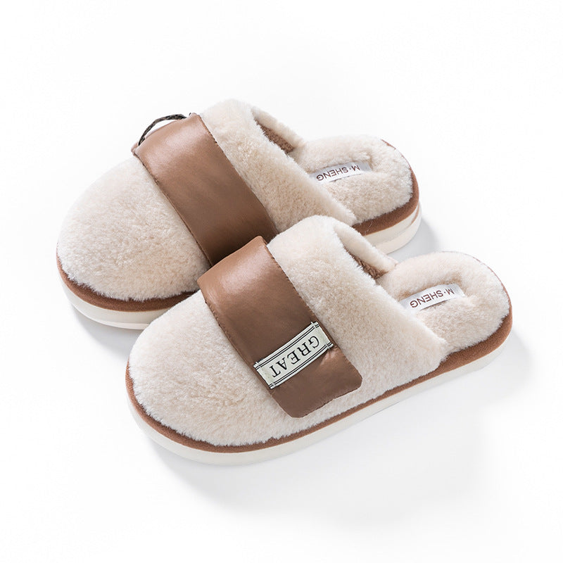 Velcro Floor Cotton Slippers Women's Warm