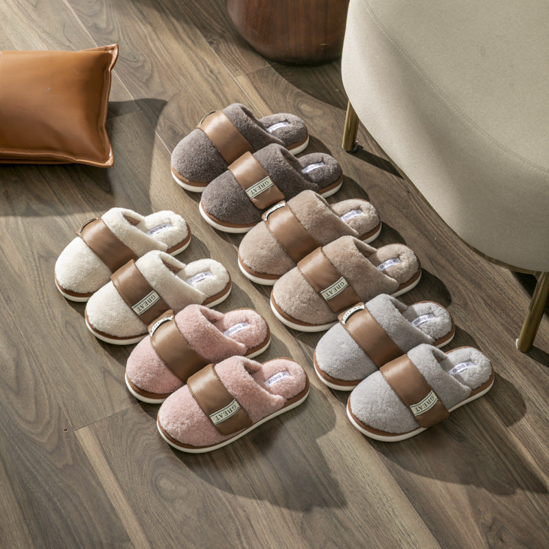 Velcro Floor Cotton Slippers Women's Warm