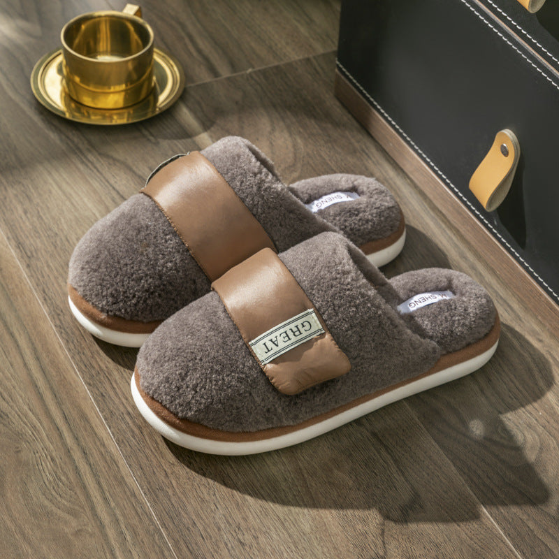 Velcro Floor Cotton Slippers Women's Warm