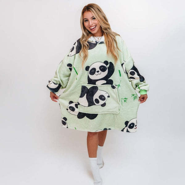 Tecknad Avokado Hooded Fleece Termiska Kläder Utomhuströja Flanell Hem Pyjamas